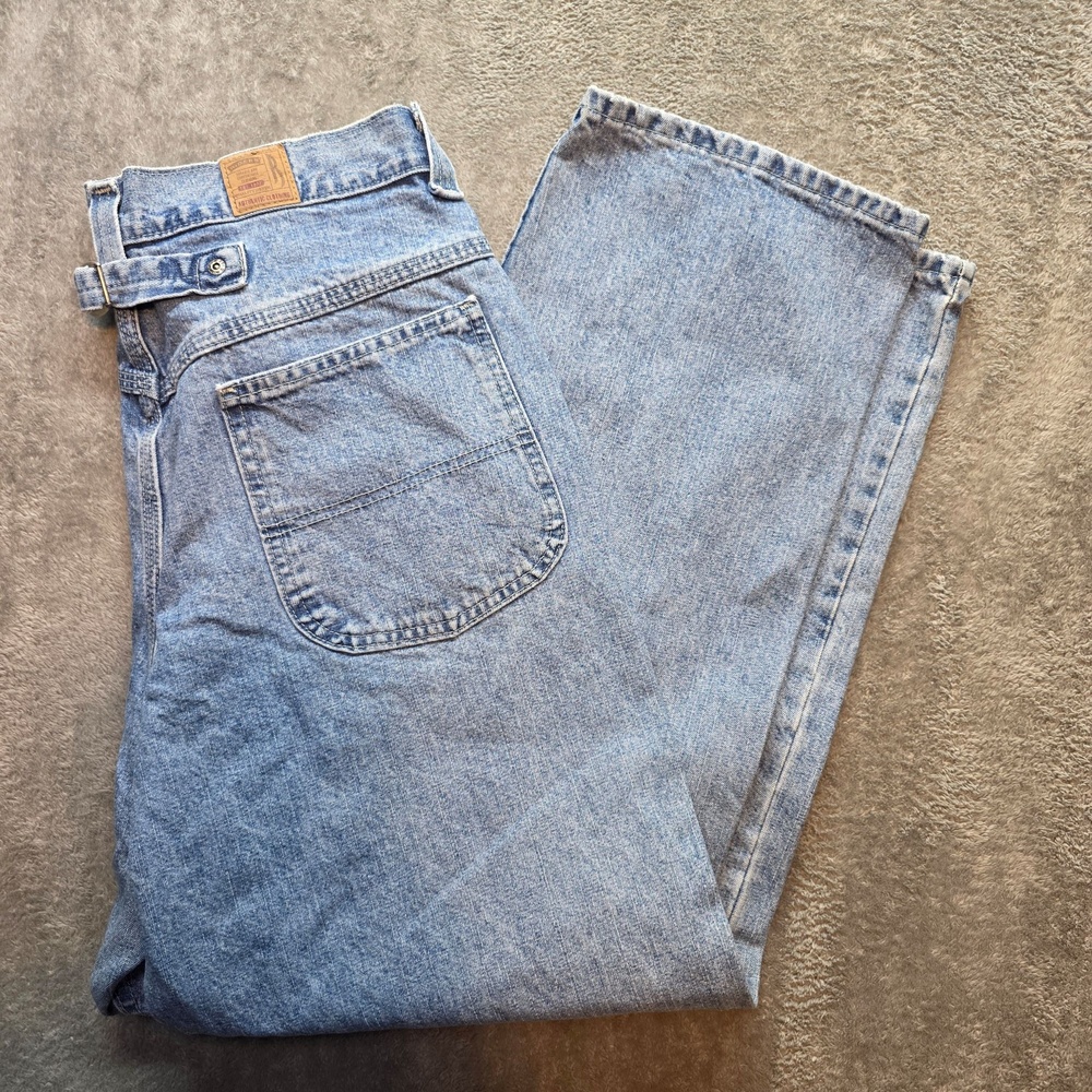 Riders Straight Jeans Womens Petites 14P Blue Light Wash High Rise Relaxed Denim